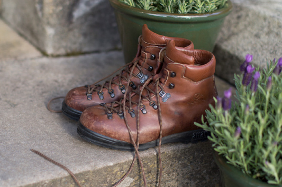 walking boots on doorstep
