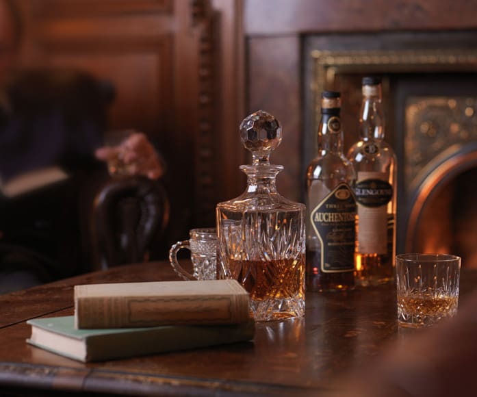 scottish whisky and fire place