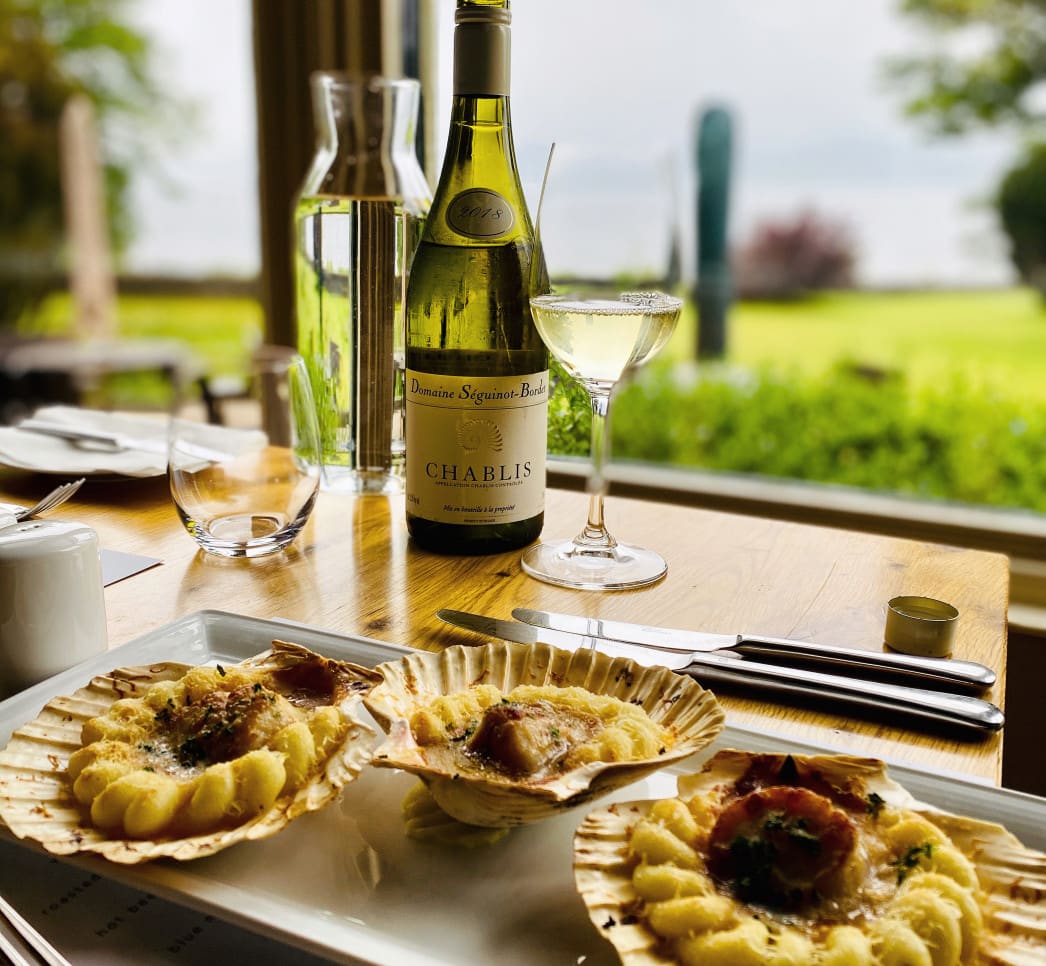 Wine and scallops