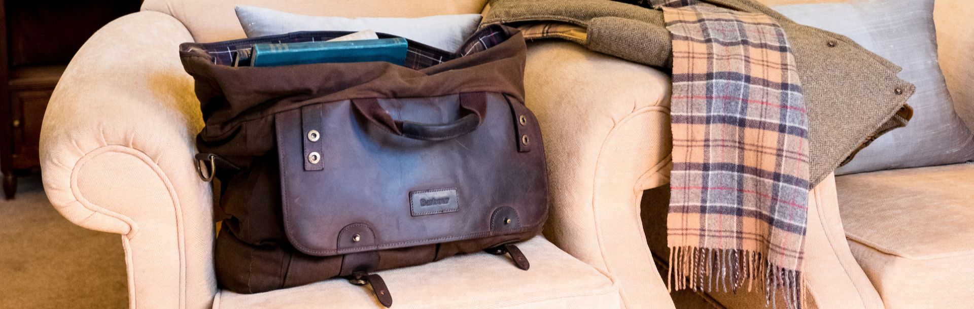 leather satchel on chair