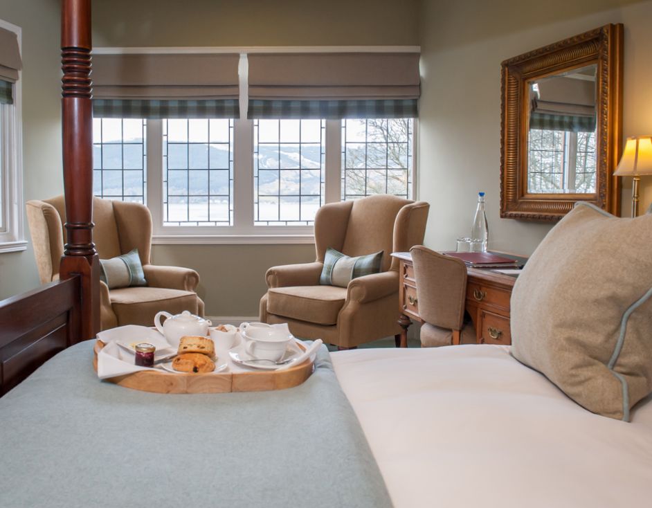 serving tray on bed