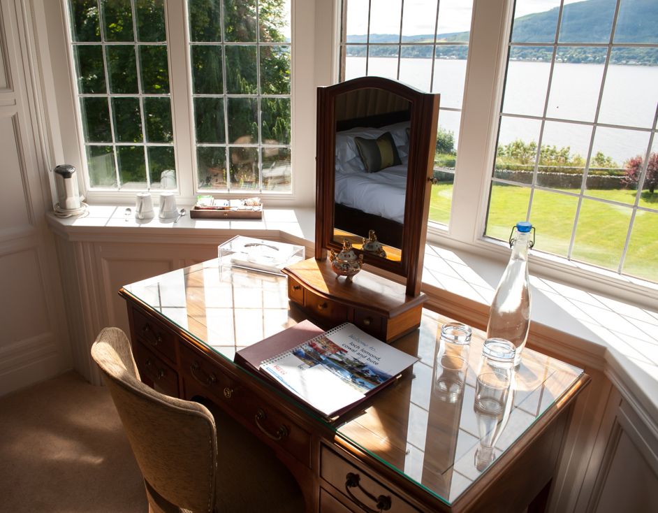 dressing table by window